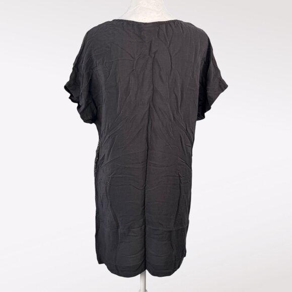 French Connection Silk Tunic Dress Abstract Print Black Blue Yellow Size 4 - Picture 5 of 8